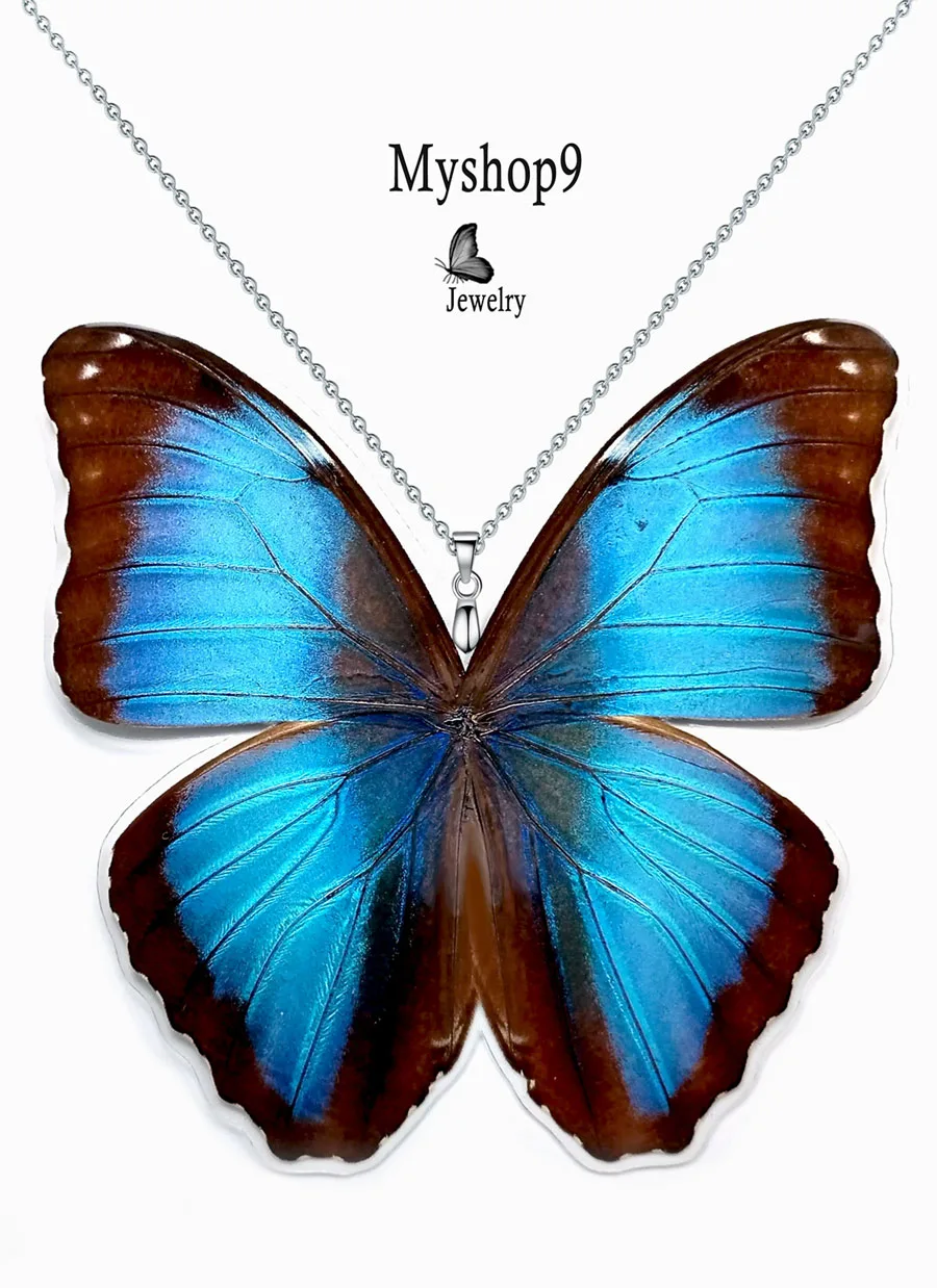 Unique Statement Butterfly Necklace – Real Morpho Deidamia Wing Jewelry for Trendy Looks - Image 2