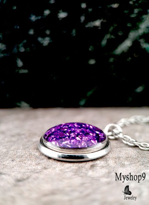 Affordable Handmade Jewelry – Sparkle Chips Collection – Deep-Purple Chips Necklace for Businesses - Image 3