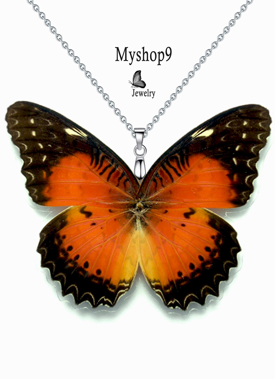 Real Cethosia Biblis Butterfly Necklace – Lightweight Nature-Inspired Jewelry for Butterfly Lovers - Image 2