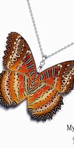 Wholesale Cethosia Biblis Butterfly Wing Necklace – Eco-Friendly Jewelry for Resale