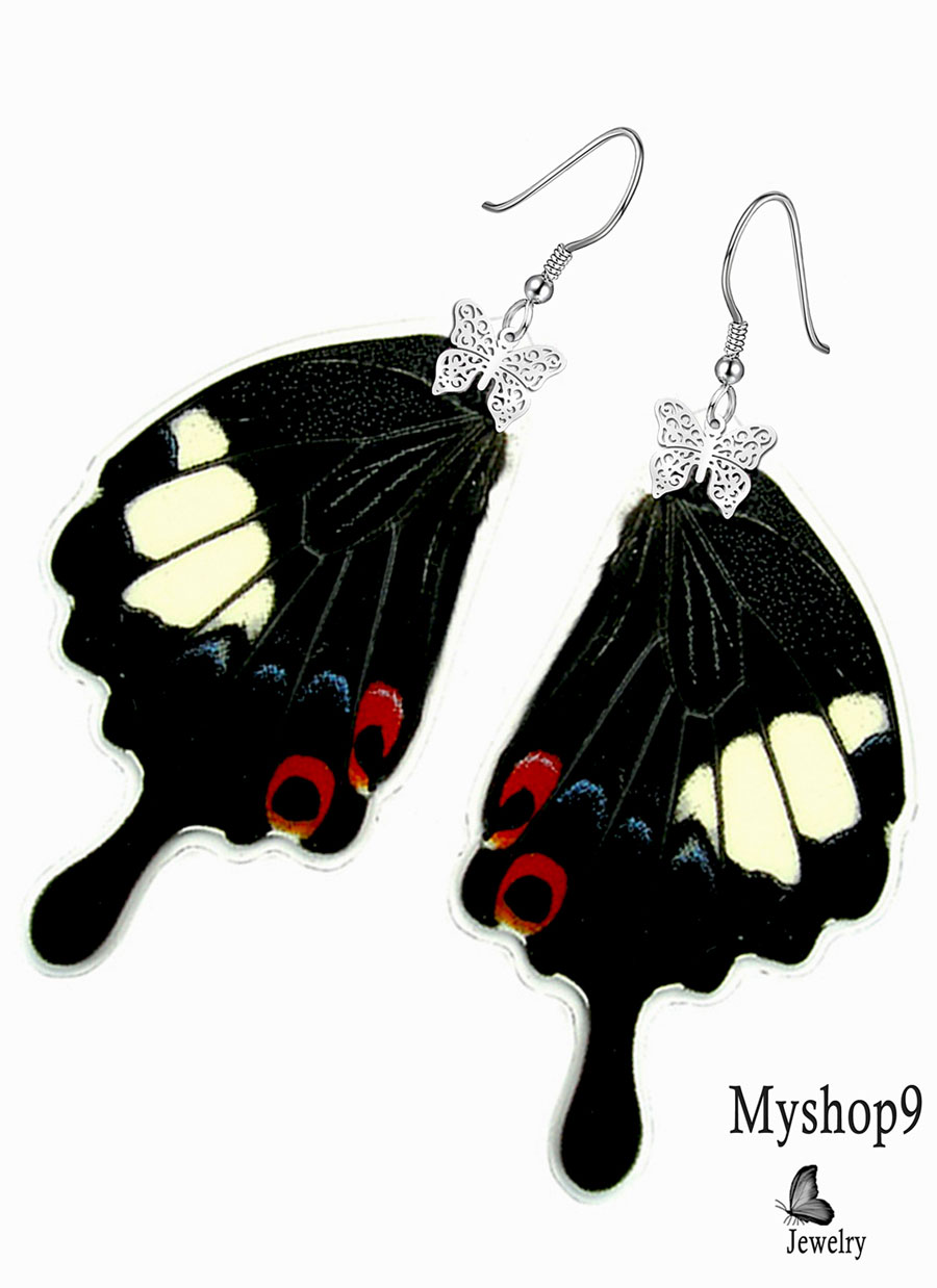 Custom Papilio Iswara butterfly wing earrings – Handmade jewelry for corporate gifting and special events.