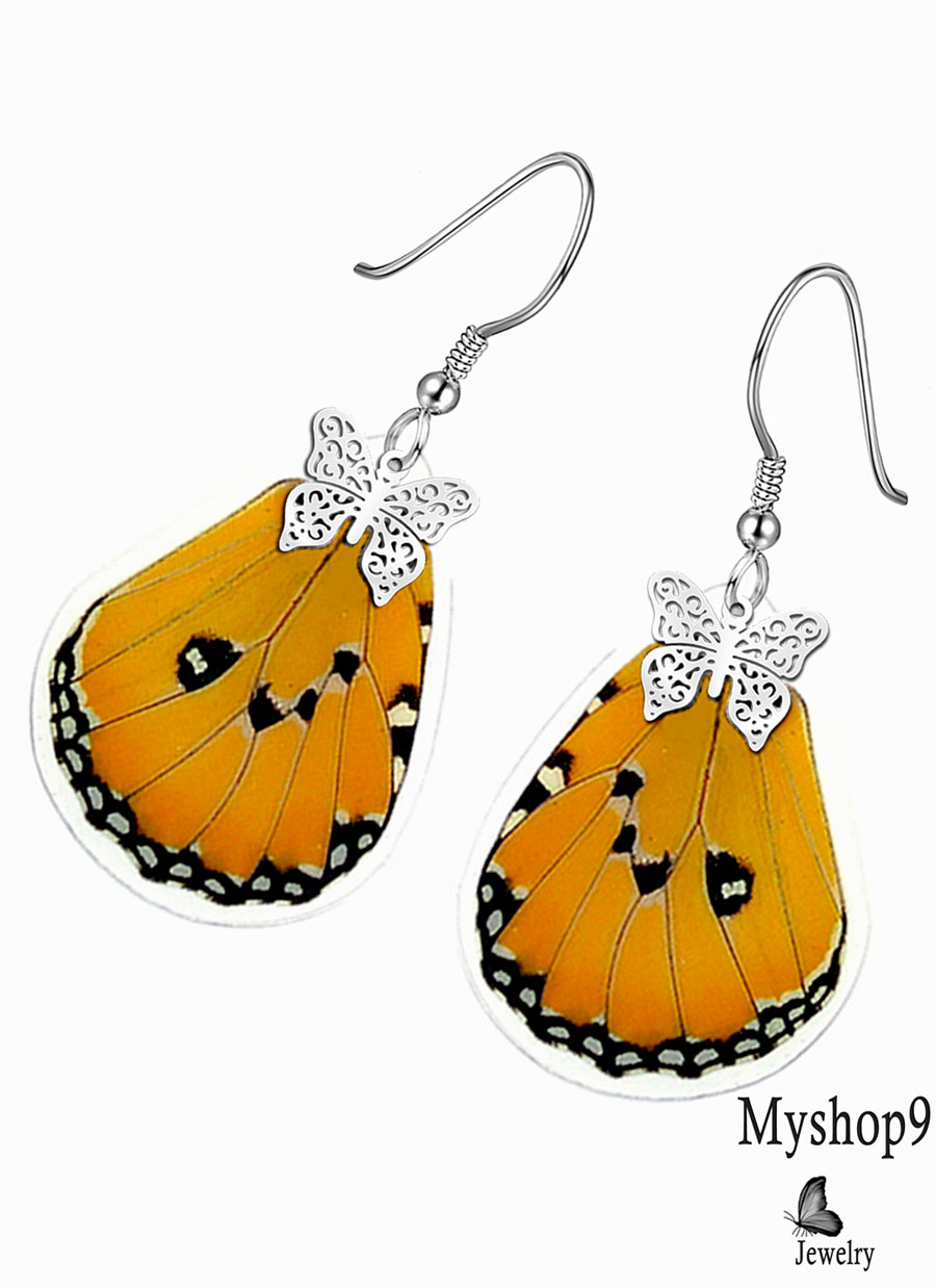 Elegant Danaus Chrysippus butterfly wing earrings for events and corporate gifts, eco-friendly jewelry
