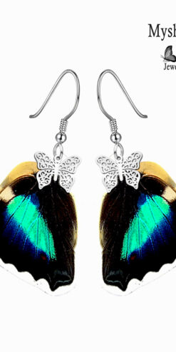 doxocopa cherubina natural butterfly earrings closeup