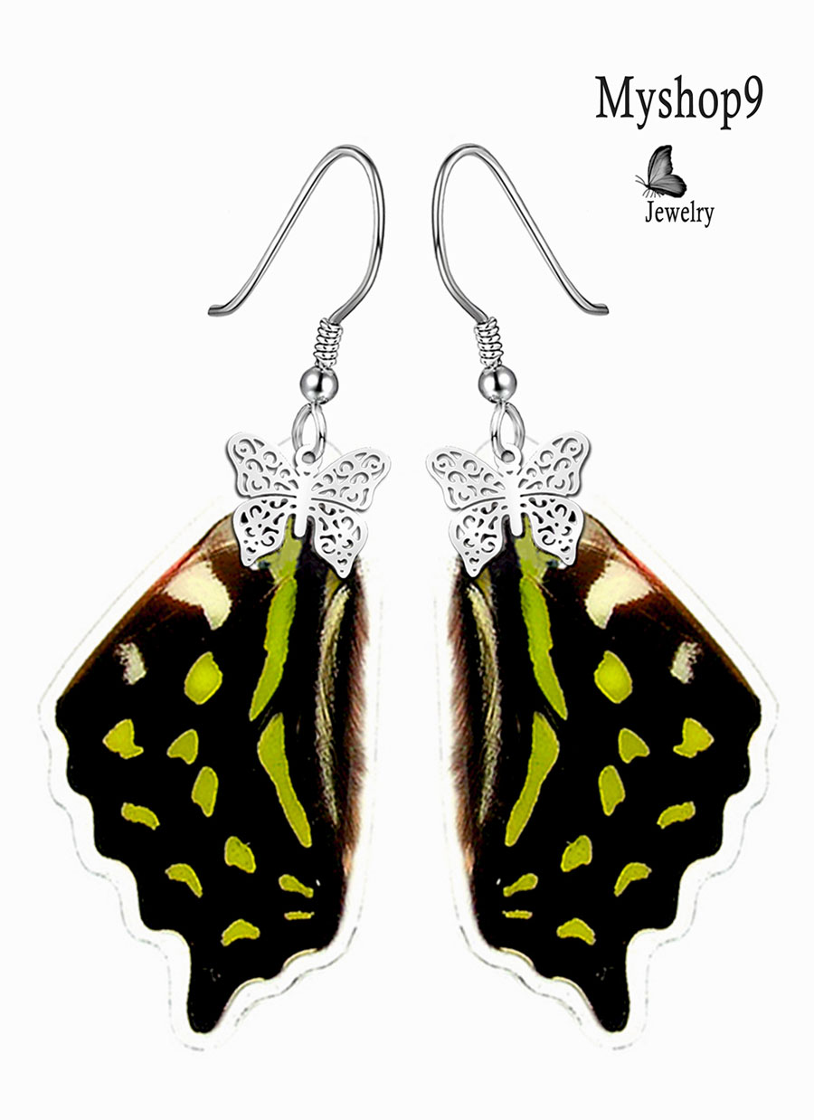 Elegant Butterfly Wing Earrings – Handmade Beauty – Graphium Agamemnon ...