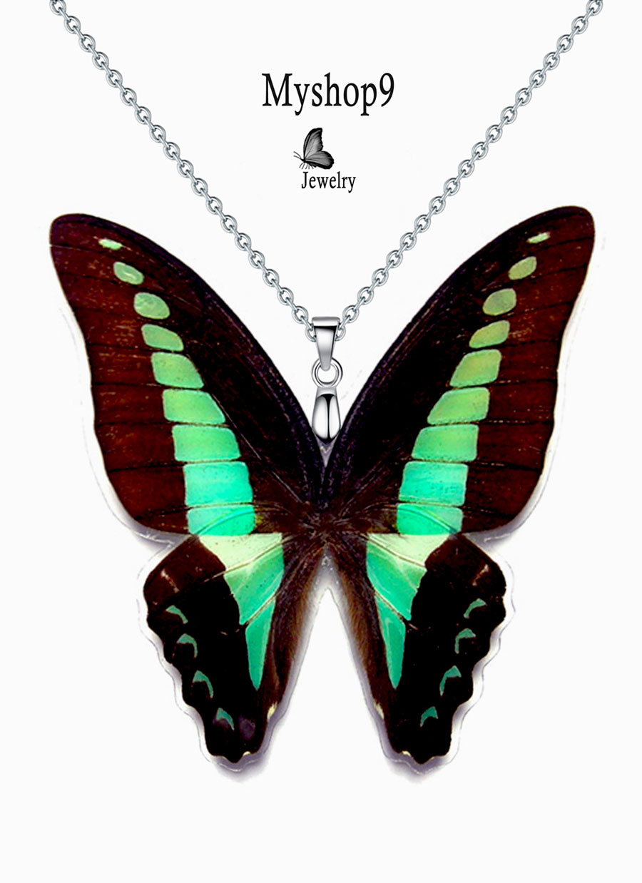 Elegant Handmade Jewelry – Graphium Sarpedon Butterfly Necklace for Business Gifting & Bundles - Image 2