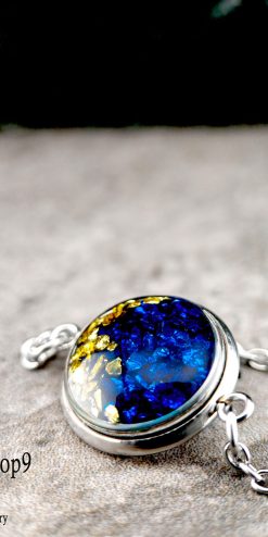 handmade blue gold chips necklace event corporate gifting closeup1