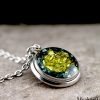 Handmade Necklace with Olive-Green & Ink-Blue Sparkle Chips – Perfect for Shop Displays & Unique Gifts