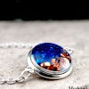 Handmade Small-Batch Blue & Dark-Orange Chips Necklace – Unique Jewelry for Corporate Gifts