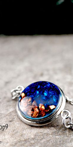 handmade small batch blue dark orange chips necklace business gifts closeup1