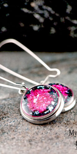 handmade sparkle earrings blush ink blue chips corporate gifting closeup1