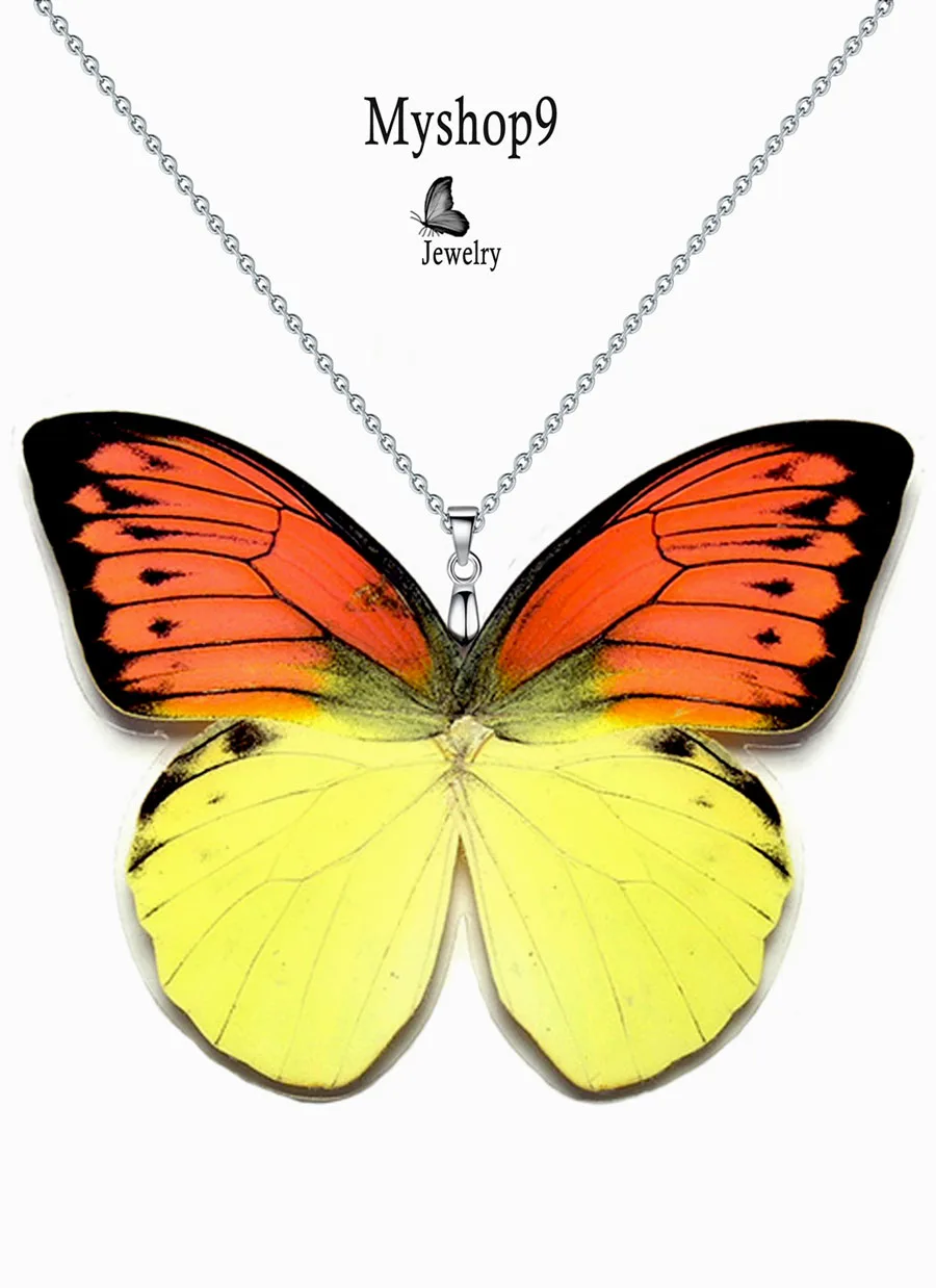 Wholesale Hebomoia Leucippe Wing Necklace – Handmade Butterfly Jewelry for Resellers - Image 2