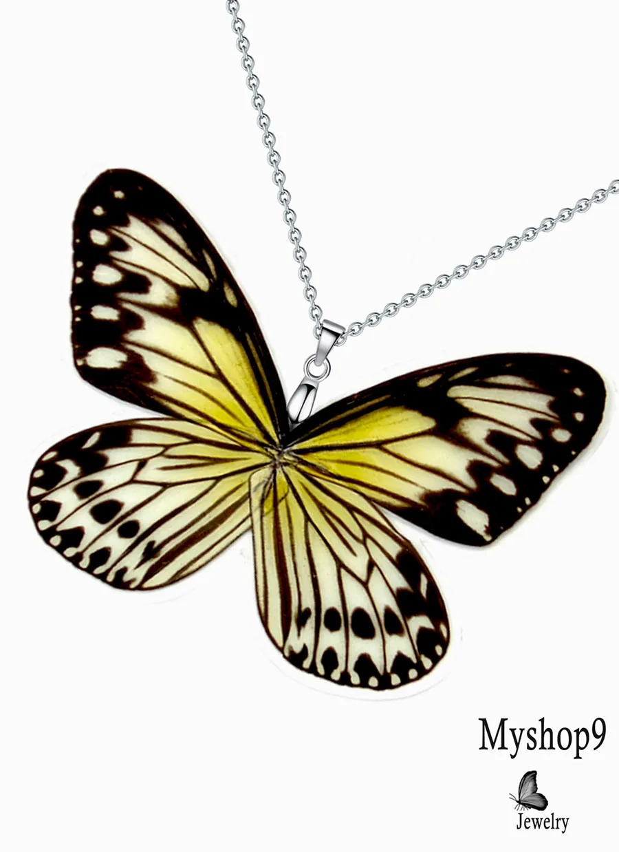 Wholesale Ideopsis Gaura butterfly necklace – real wing jewelry for resellers and gift shops