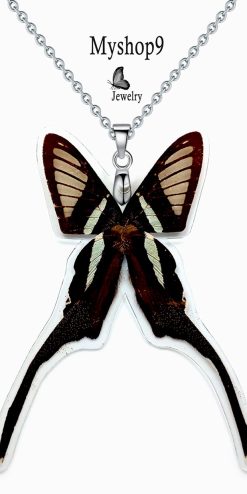 lamproptera meges butterfly necklace handmade closeup