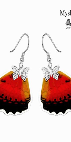 luxury artisan jewelry cethosia biblis butterfly wing earrings corporate gifting closeup