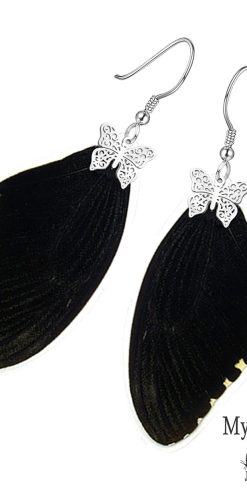 Handmade Papilio Polytes butterfly wing earrings – unique, ethical jewelry for small businesses and retailers.