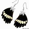 Handmade Papilio Polytes butterfly wing earrings – unique business gift jewelry for small businesses and retailers.