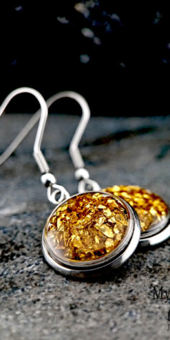 wholesale deep gold sparkle chip earrings gift shop jewelry closeup1
