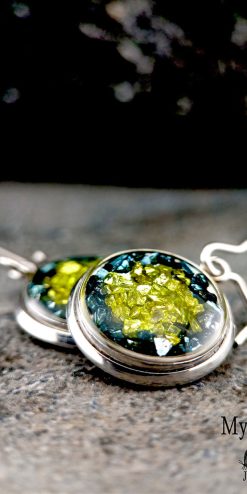 Handmade SparkleChip Earrings in Olive-Green & Ink-Blue – Wholesale Jewelry for Boutiques & Resellers