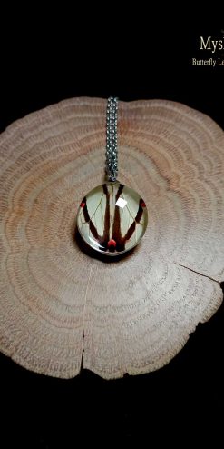 Bulk butterfly necklaces with real Pathysa agetes butterfly wings – handmade 20mm pendant for festivals and vendors