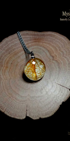 Handmade Hebomoia glaucippe butterfly wing pendant 20mm, real wing encased in glass, unique nature-inspired gift for women