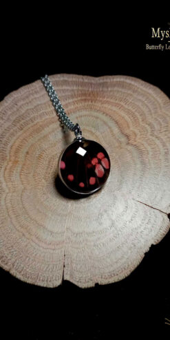 Handmade Papilio isidorus butterfly wing pendant 20mm, glass lens necklace, eco-friendly gift for women and collectors