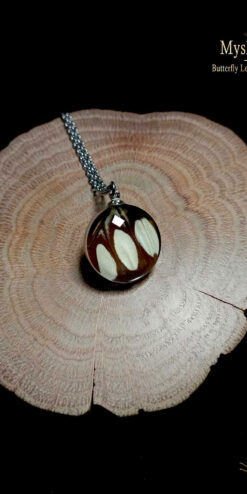 Papilio lormieri butterfly wing necklace wholesale, 20mm handmade glass pendant, perfect for gift shops and boutique resellers