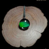 Wholesale natural gem butterfly necklace (20mm) with authentic Papilio blumei iridescent green wing under glass lens, ideal for unique gift stores and resellers